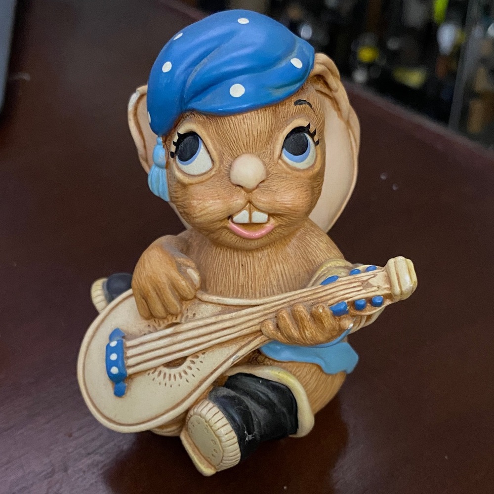 Pendelfin Blue and Brown Bunny Figurine with Guitar Casanova